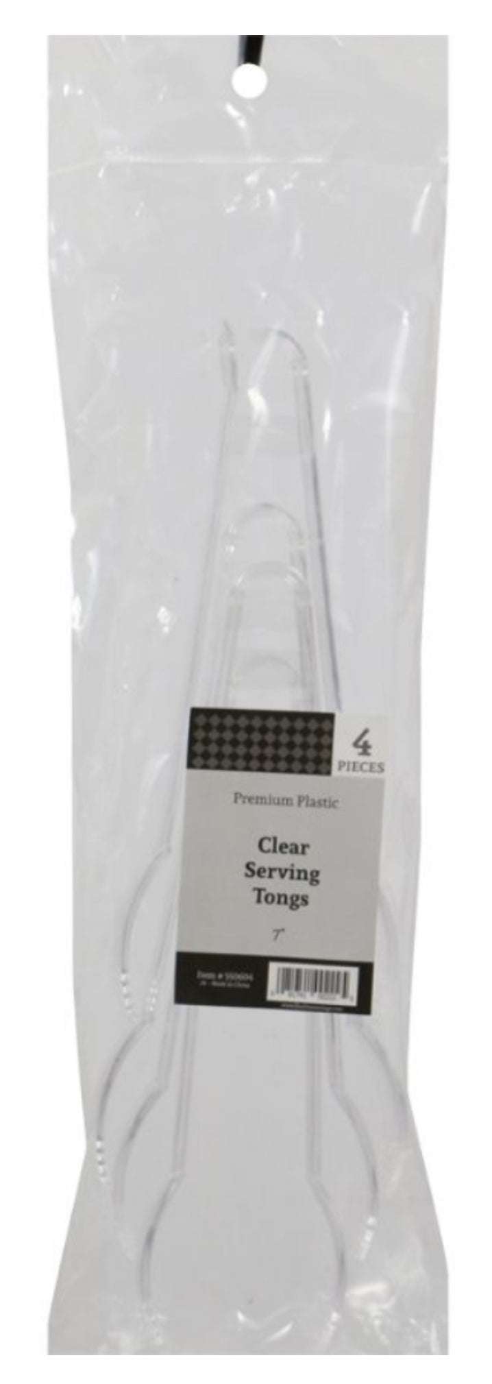 7" Clear Serving Tongs, 4/Pack