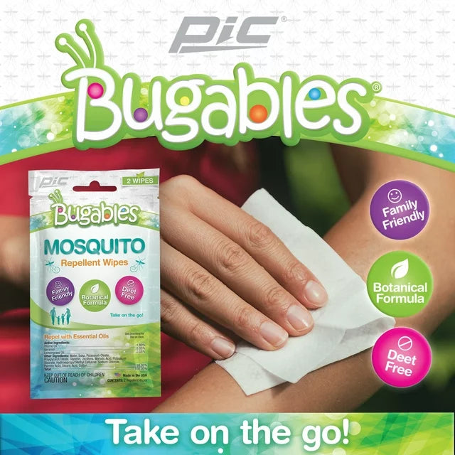 Bugables Deet Free Mosquito Repellent Wipes, 2ct