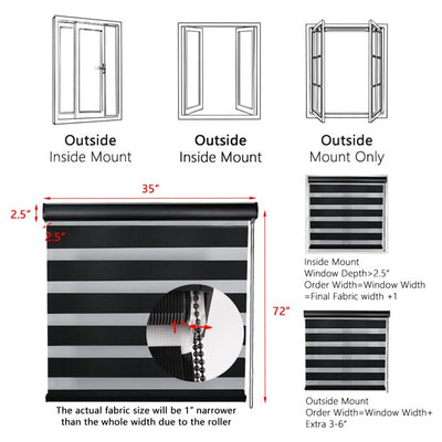 Zebra Window Shade Blinds, 35" x 72"