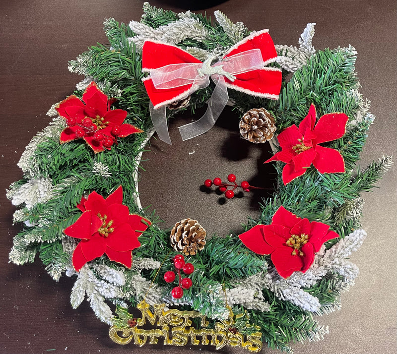 Christmas Door Wreath with White Flowers