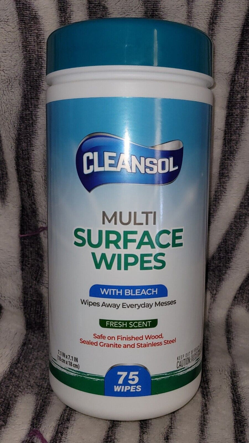 Multi Surface Wipes with Bleach, 75 Wipes